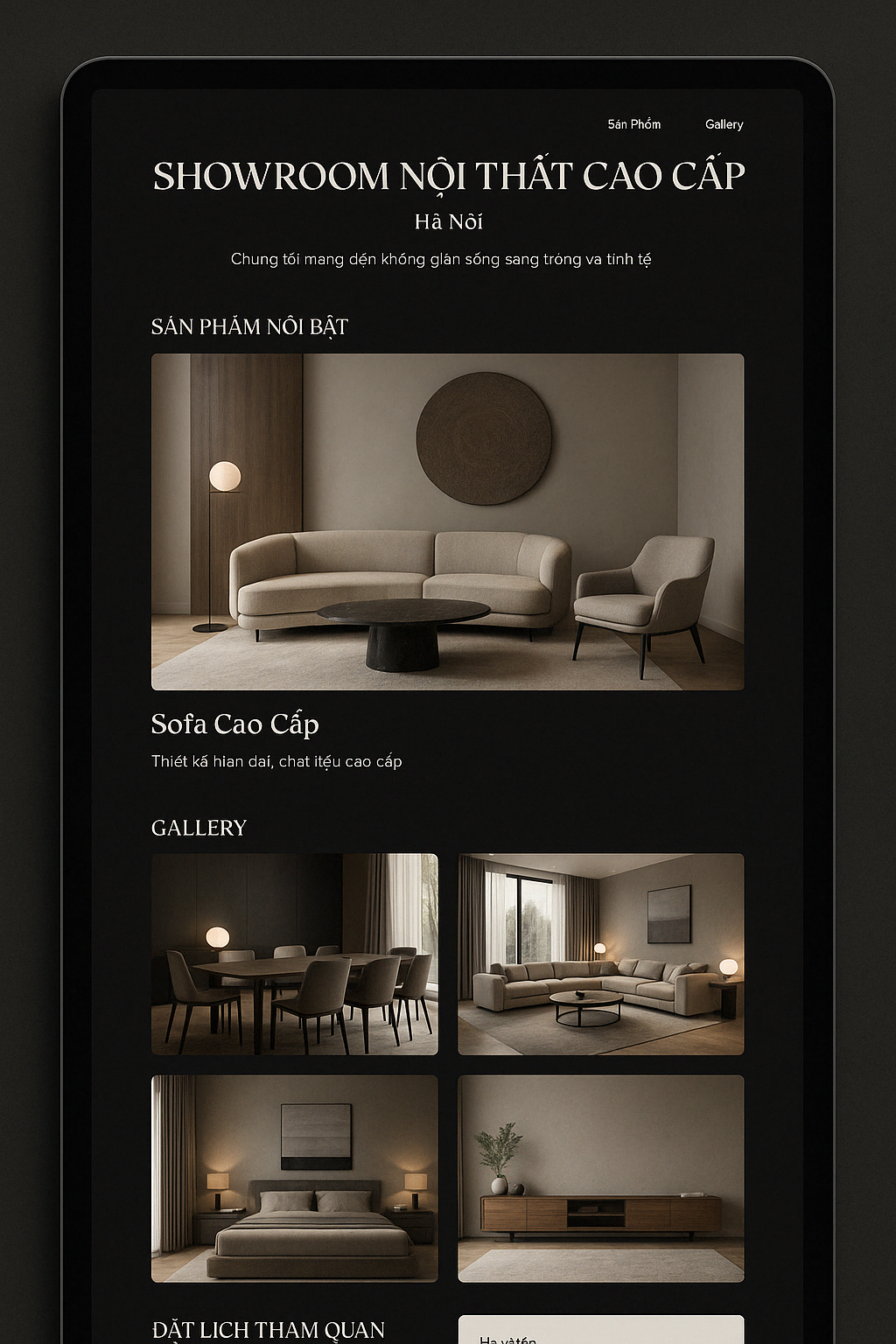 Landing Page Showroom Nội Thất Luxury