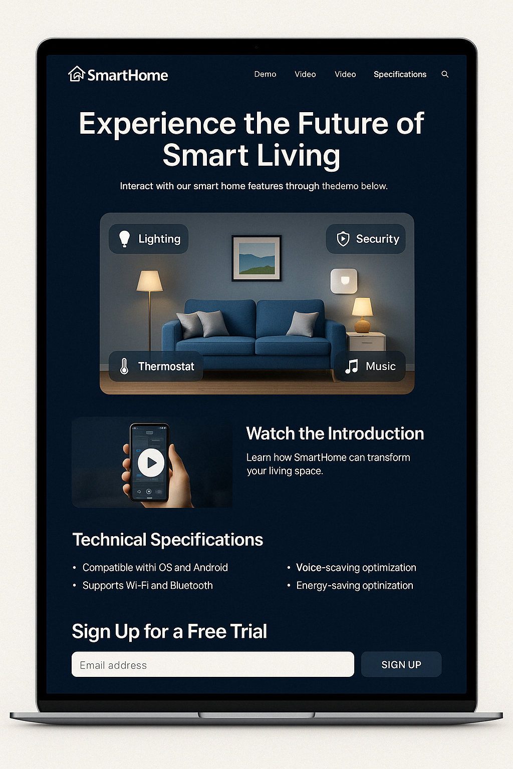 Landing Page Sản Phẩm Công Nghệ SmartHome